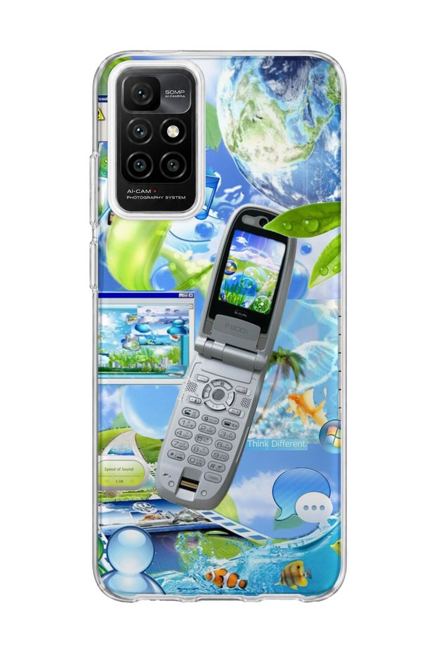 Redmi 10 2022 Compatible Flip Phone Nature Printed Transparent Phone Case