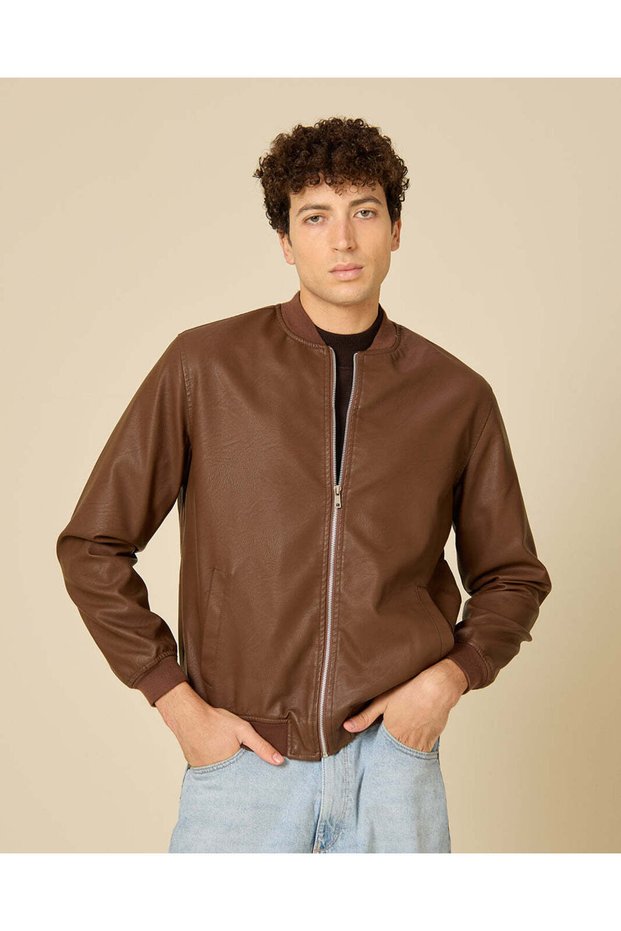 Men Brown Padded Bomber Jacket
