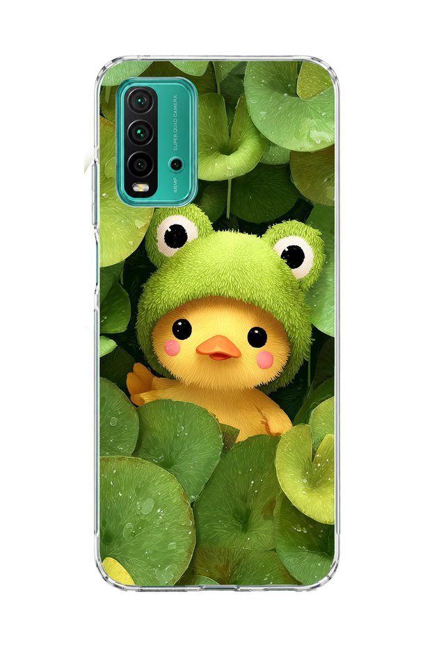 Redmi 9t Compatible Transparent Phone Case with Frog Hat and Duck Print