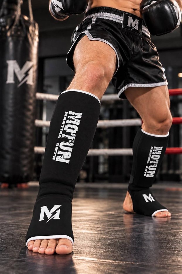 Textile Leg Protector - Kick Boxing and Muay Thai Elastic Sock Type Impact Absorbing Shin Guard