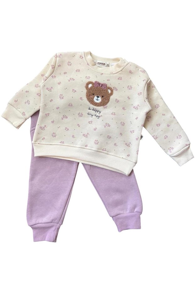 100% Cotton Cute Teddy Bear Sweatshirt and Ribbed Bottom Premium Quality Product