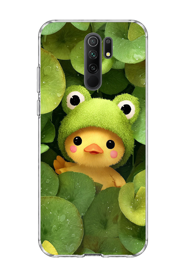 Redmi 9 Compatible Transparent Phone Case with Frog Hat and Duck Print