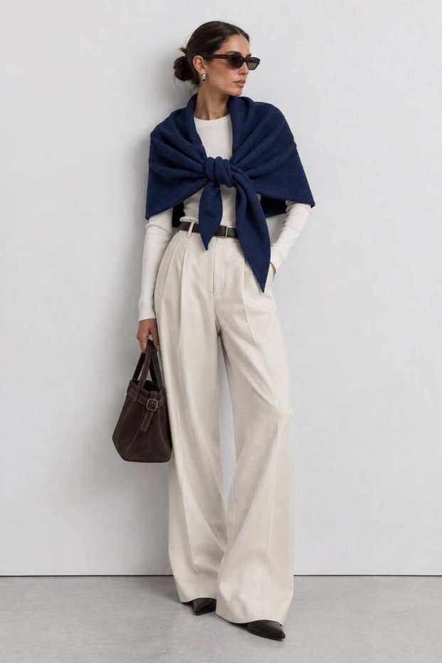 Delphine Shawl – Women's Soft Textured Shawl with Knot Detail