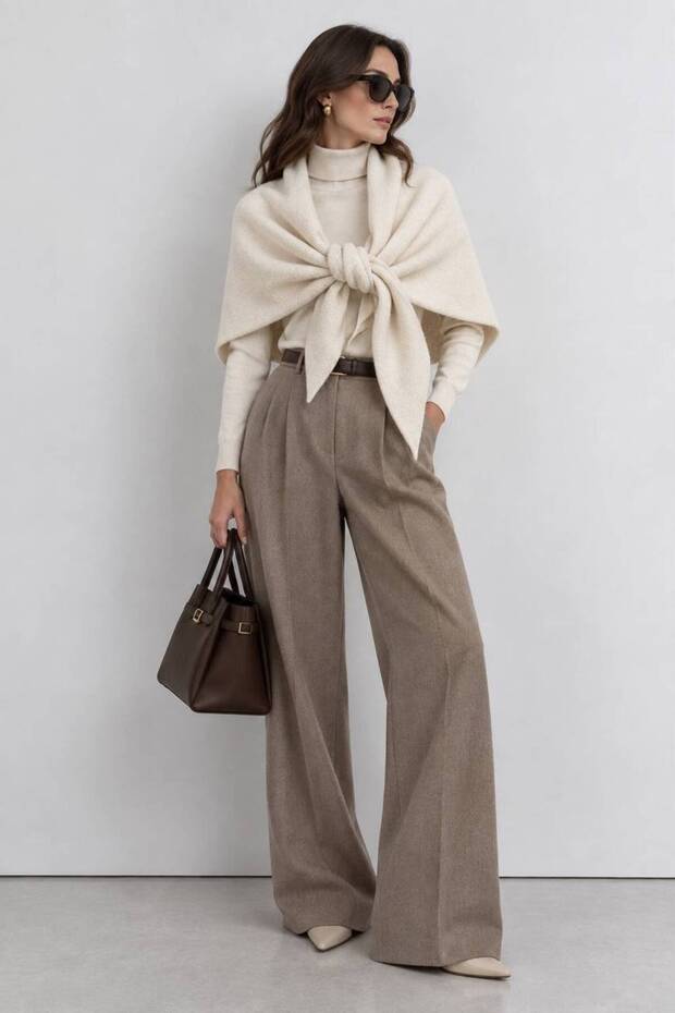 Delphine Shawl – Women's Soft Textured Shawl with Knot Detail
