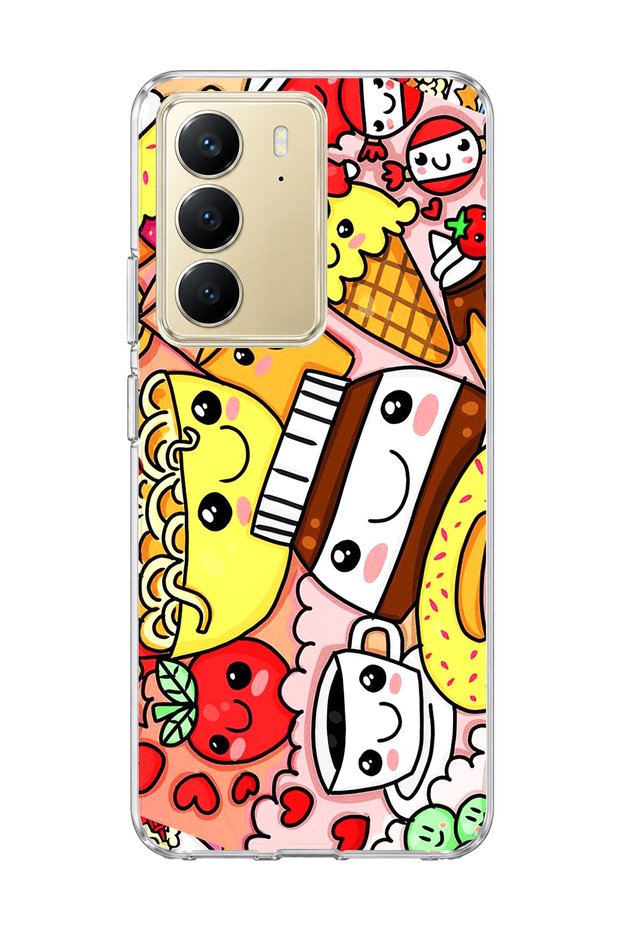 Realme C75 Compatible Cute Colorful Food Printed Transparent Phone Case
