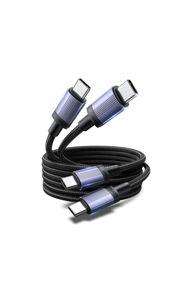 كابل نوع C بطول 2 متر، عبوة من قطعتين، كابل USB C مجدول للشحن فائق السرعة بقوة 240 واط