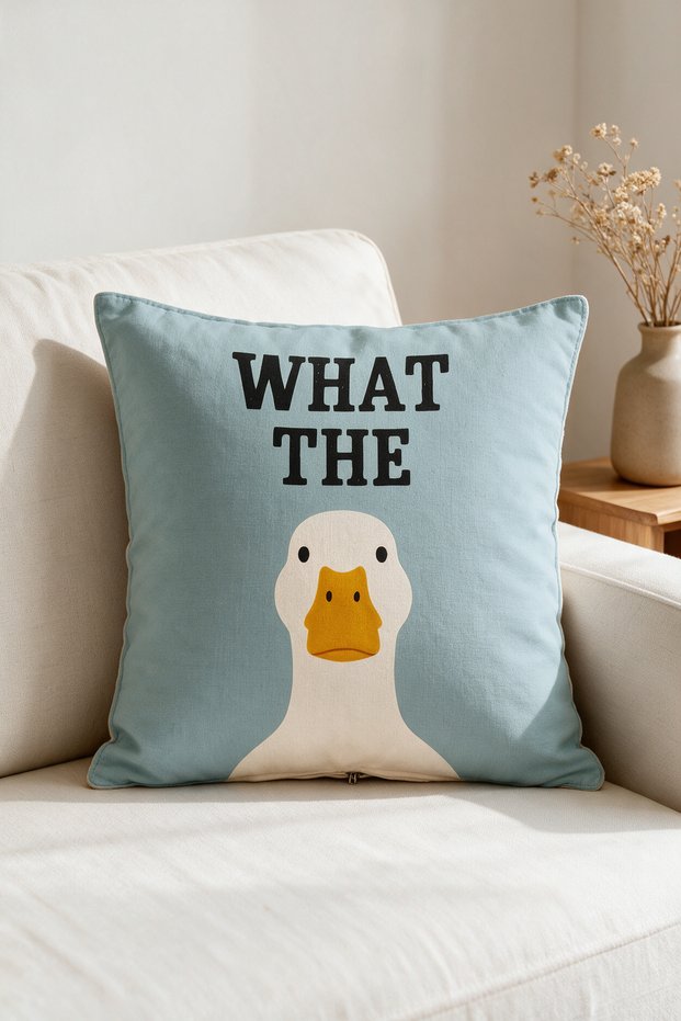 Modern Pop-Art Duck Figured Cushion Cover 43X43 cm Double-Sided Printed Suede