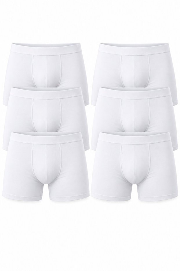 Men's White 6-Piece Modal Boxers, Soft Textured Modal Fabric Boxers