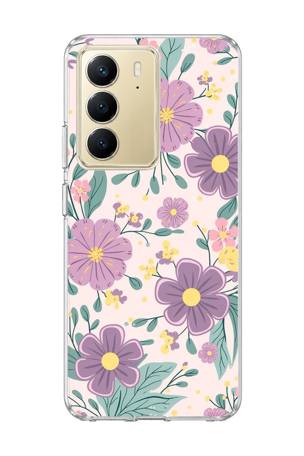 Realme C75 Compatible Lilac Flower Pastel Printed Transparent Phone Case
