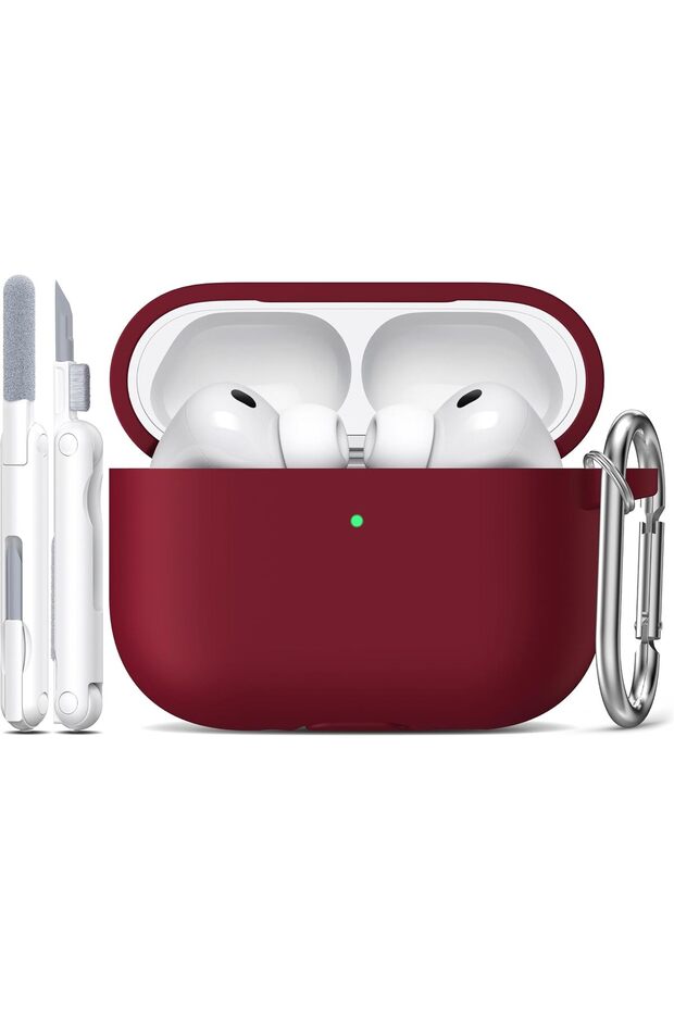 غطاء AirPods Pro 3 (2025) من السيليكون الناعم - باللون الأحمر النبيذي