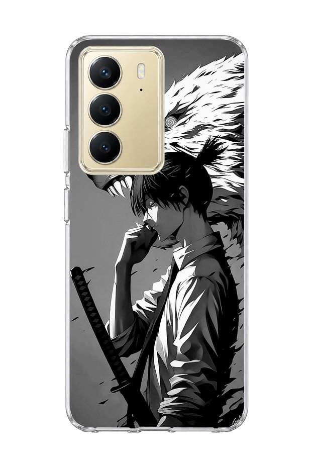Realme C75 Compatible Anime Wolf Warrior Printed Transparent Phone Case