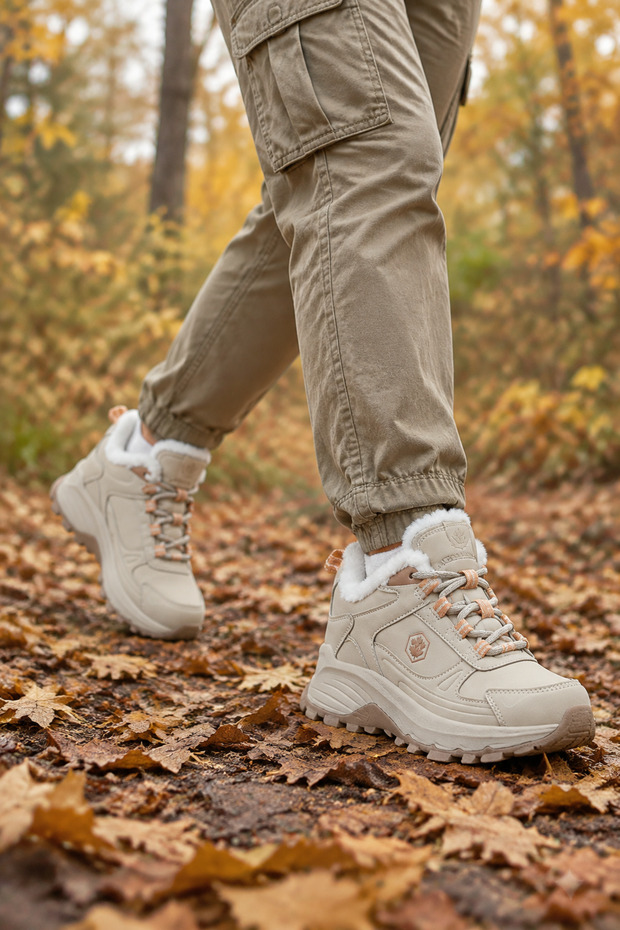 2438 Beige Color Women's Comfort Casual Trekking and Outdoor Shoes