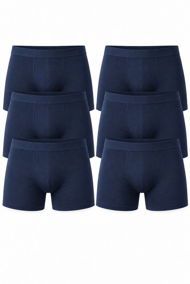 Men's Navy Blue 6-Piece Modal Boxers, Soft Textured Modal Fabric Boxers