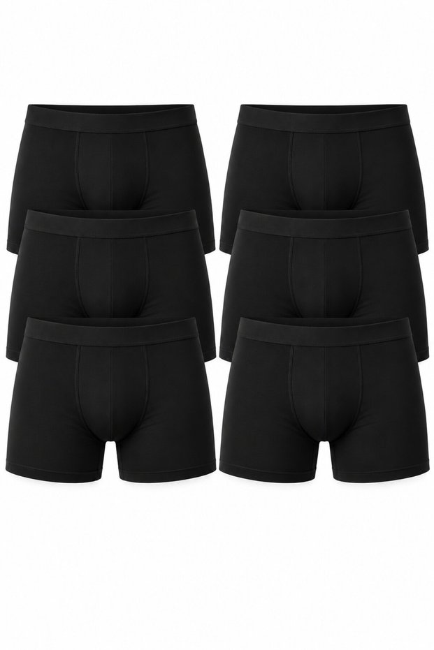 Men's Black 6-Piece Modal Boxers, Soft Textured Modal Fabric Boxers