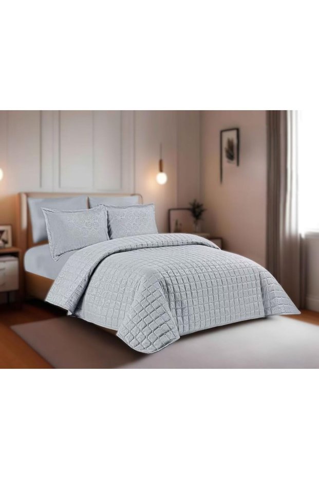 Bedding Comforter Set King Size – 6-Pcs Solid Quilted Bed Set with Microfiber Fabric, Includes Comfo