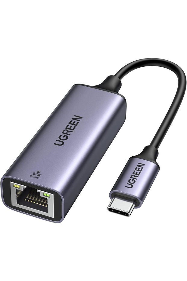 محول USB C إلى إيثرنت، 1000 ميجابت في الثانية، RJ45، بدون برنامج تشغيل، فضي اللون