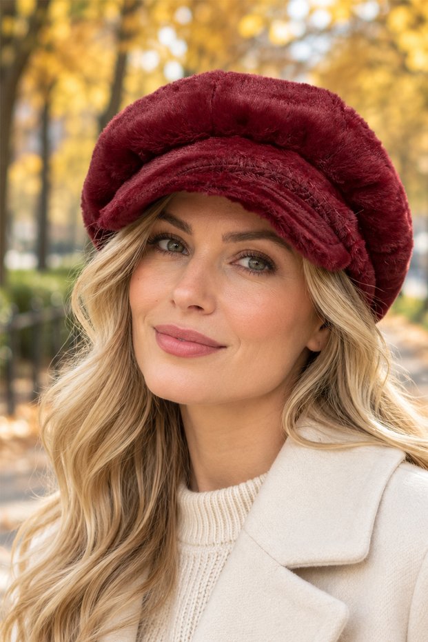 Plush Cap with Rubber Detail Soft Texture Hat