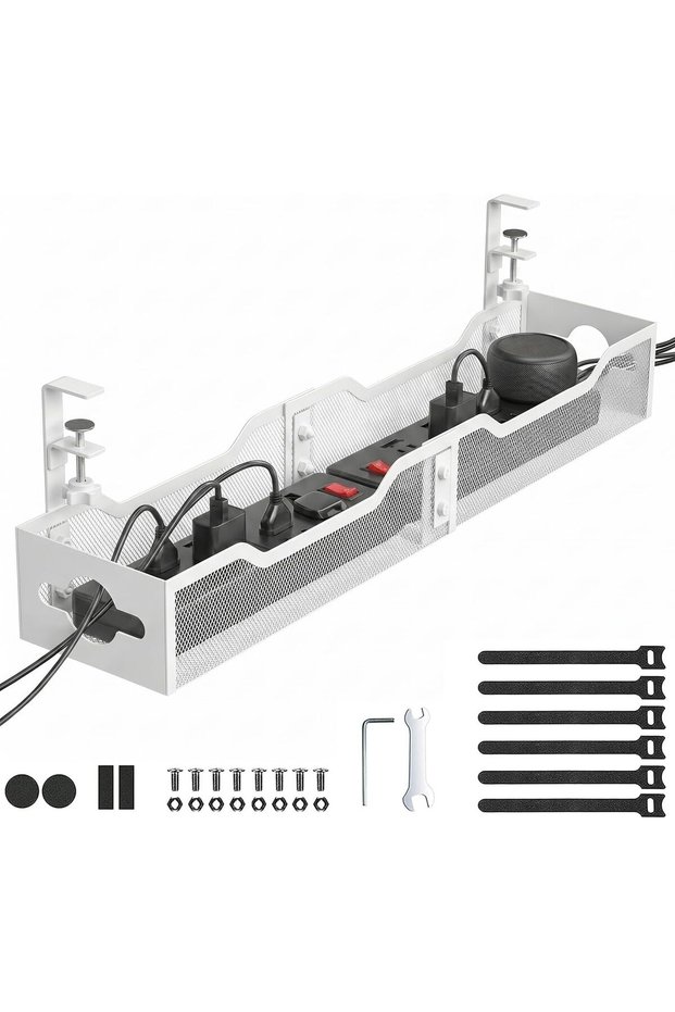 Under Desk Cable Management Tray, Cable Management, Under Desk Cord Organizer, Non Drilling Table Ca
