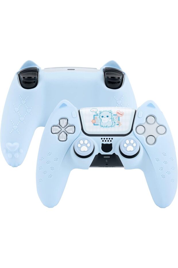 مجموعة أغطية تحكم لجهاز PS5، غطاء حماية سيليكون مضاد للانزلاق لوحدة التحكم اللاسلكية PS5 مع قطعتين