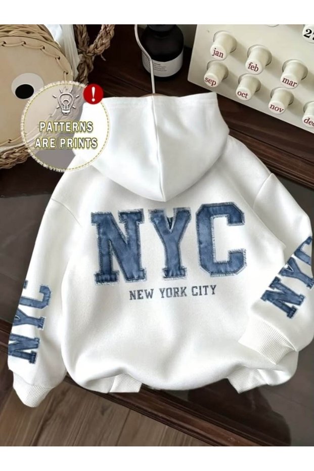 Unisex White Loose Fit Hooded Sweatshirt with Inner Pockets, Warm Hoodie