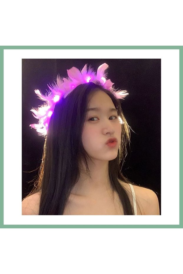 Led Lighted Colorful Light-Up 3-Function Party Crown with Lights Pink Color 12X12 cm Bsk2026