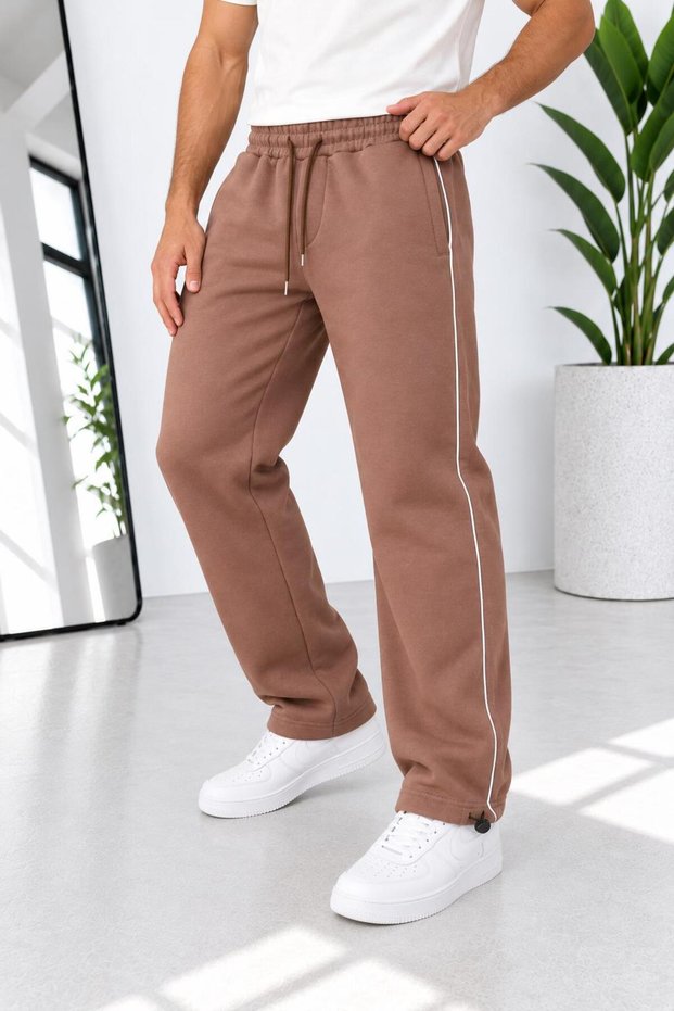 Men's Premium Quality 3-Thread Cotton Baggy Sweatpants with Ribbed Sides
