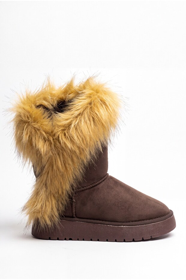 Women's Brown Plush Fur Winter Suede Boots Jett