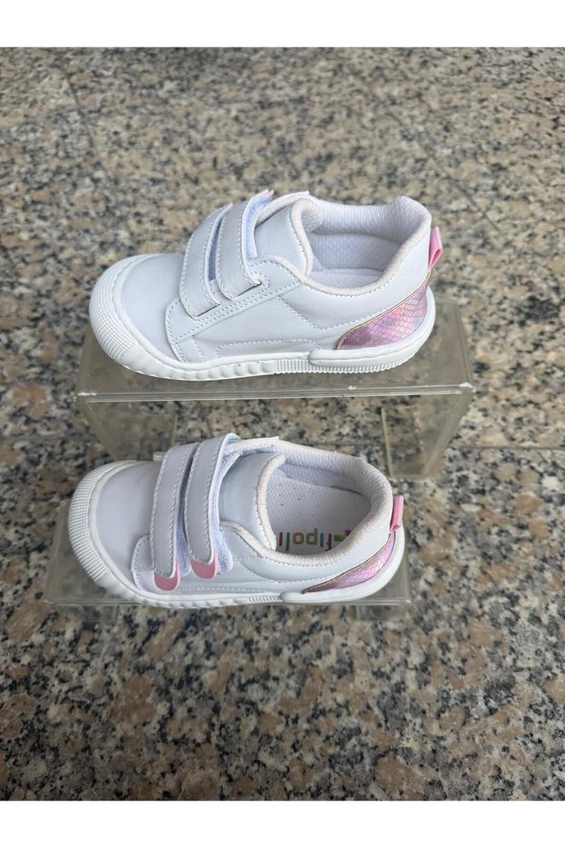 White Inside-Out Genuine Leather Anatomical and Non-Slip Sole Baby Shoes with Straps