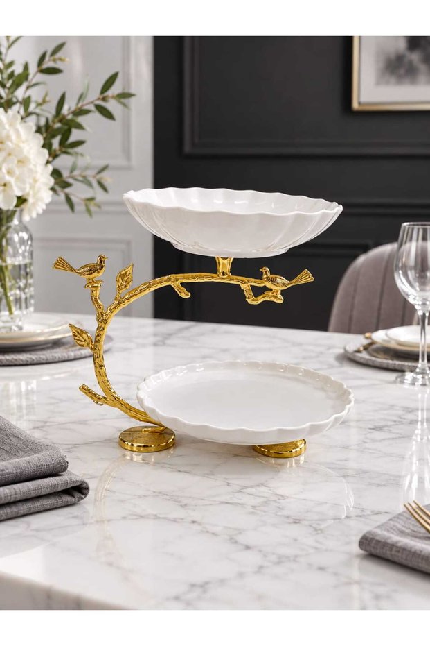 2-Piece Porcelain 2-Tier Serving Dish