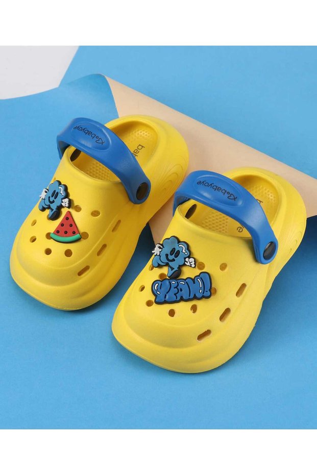 Clogs with Watermelon Applique - Yellow & Blue