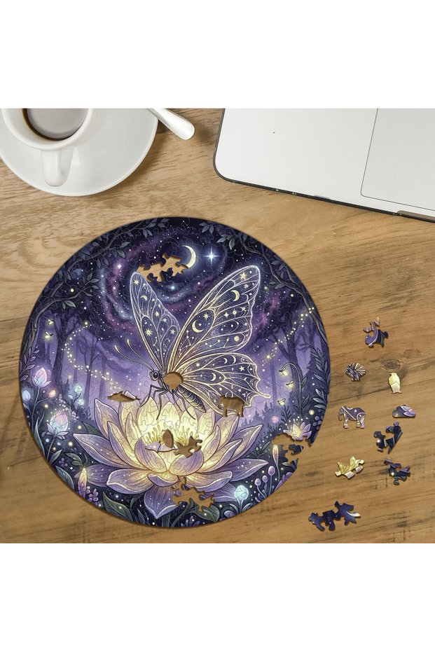 Mystical Butterfly Design Special Cut Round 272 Piece Wooden Puzzle Mpda565
