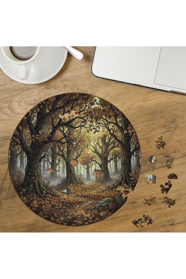 Autumn Forest Design Special Cut Round 272 Piece Wooden Puzzle Mpda798