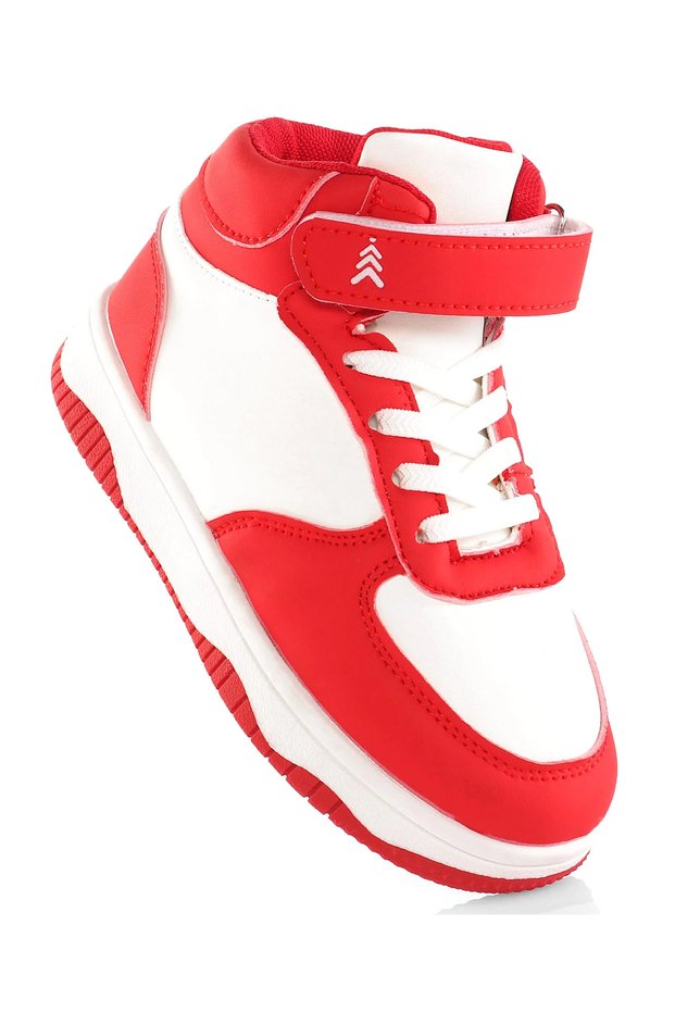 Velcro Closure Solid Sneaker Shoes - Red