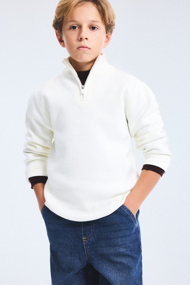High Collar Half Zipper Basic Sweater for Boys J0194A826Wn