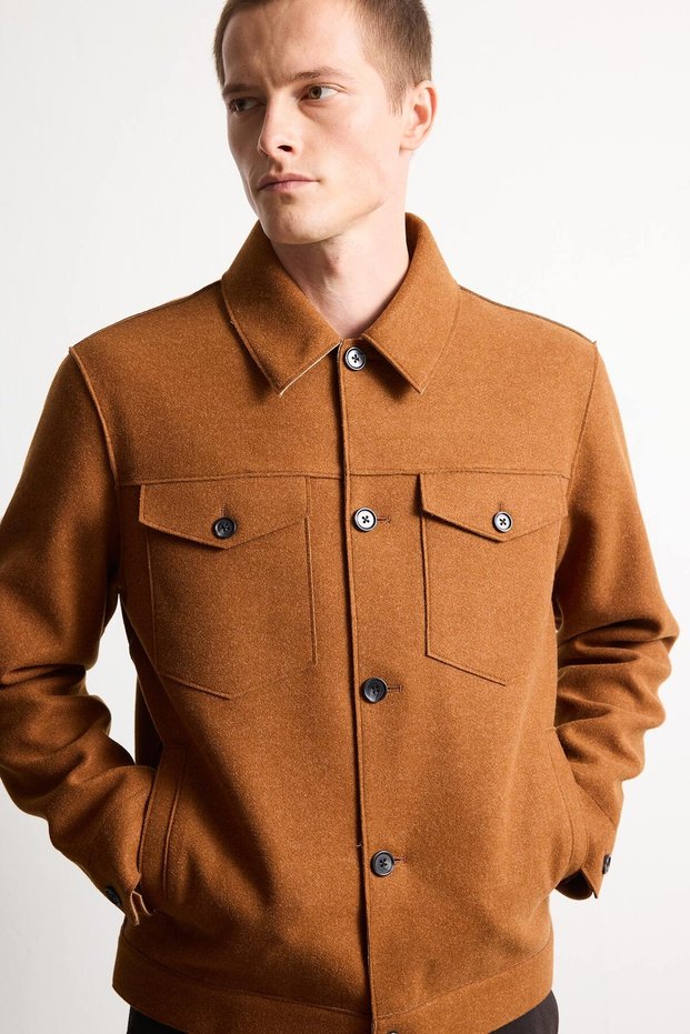 Regular Fit Polo Collar Pocketed Buttoned Coat I1002Ax26Wn