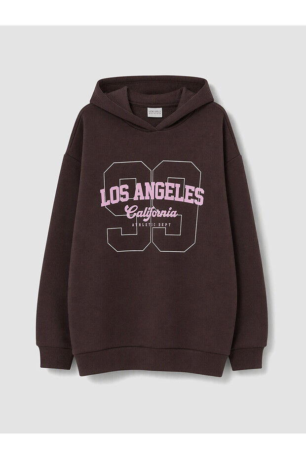 Lcw Kids Plum Hooded Girls' Thick Sweatshirt