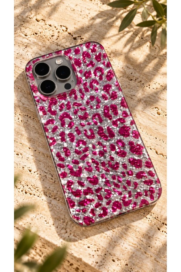 iPhone 17 Compatible Leopard Case with Hologram Mosaic Pattern Ultra Protection