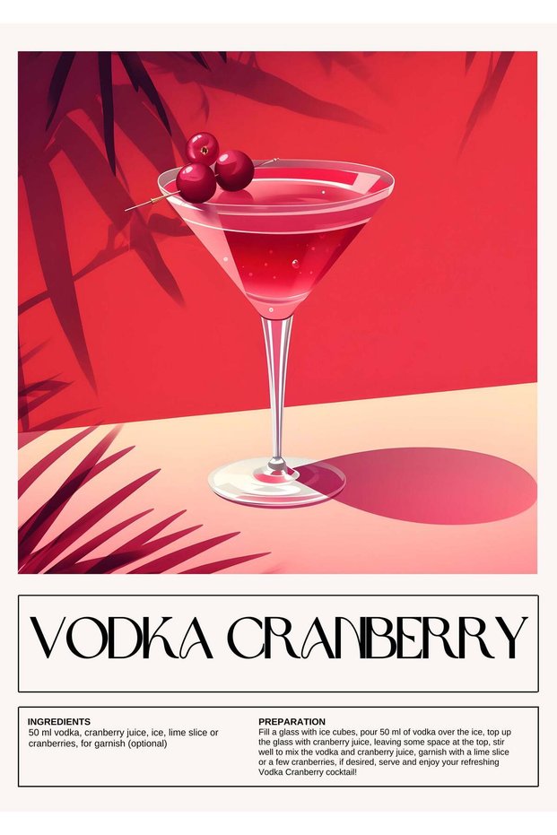 Vodka Cranberry Cocktail Metal Poster - Magnetic Wall Art Print