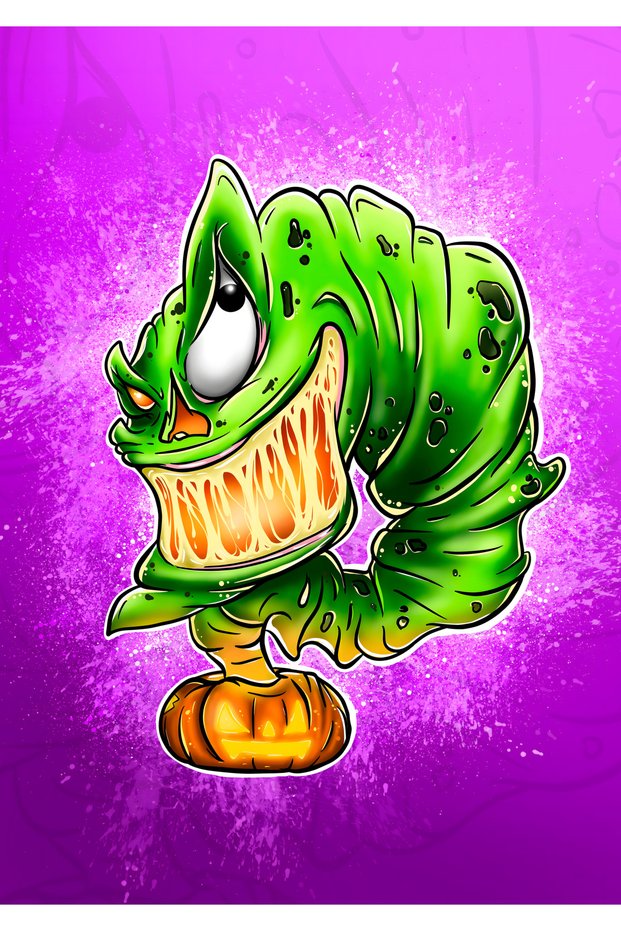 Halloween Worm Graffiti Metal Poster - Magnetic Wall Art Print