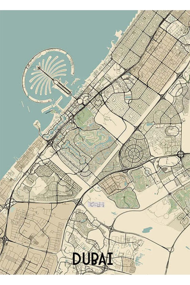 Dubai City Map Metal Poster - Magnetic Wall Art Print