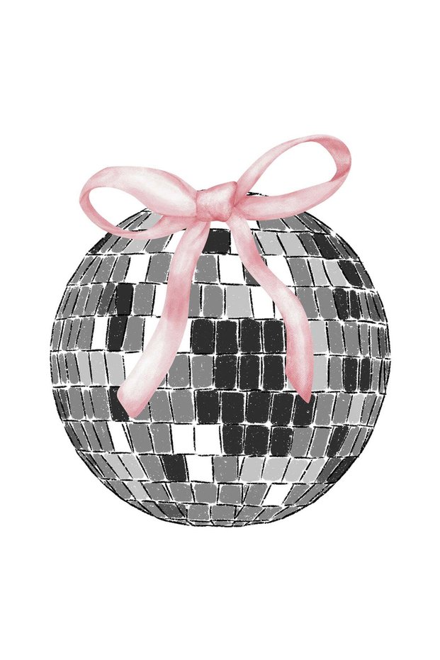 Disco Ball Pink Bow Love Metal Poster - Magnetic Wall Art Print