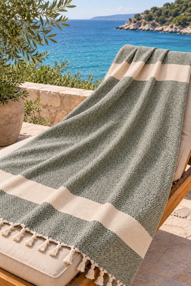 100% Cotton Fringed Peshtemal 90×170 cm Beach Pool Spa Sauna Towel