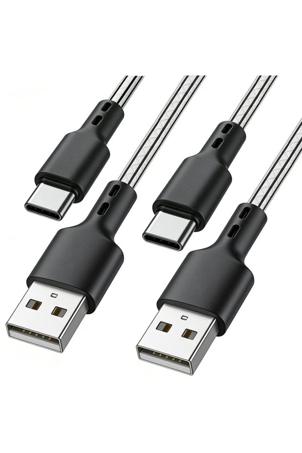 كابل USB A إلى USB C، كابل شحن سريع من النوع C بقوة 2.4 أمبير، سلك بيانات بطول 3 أمتار [عبوة من قطعتين] لهاتف آيفون 1