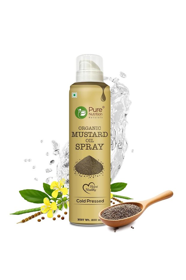Organic Mustard Oil Spray - 200ml | 100% Pure, Natural & Cold-Pressed | Cook Healthy with 10X Less Oil | Ideal for Sautéing & Grilling | Supports Heart Health | Naturally -Fr