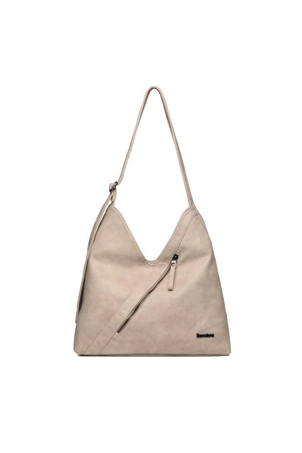 Barcelona Women's Washed Leather Casual Shoulder Bag with Cross Zipper Detail, Daily Use Bag 1931