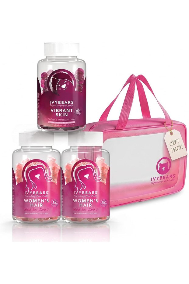 Glam & Glow Bundle - 2x Hair Vitamins + 1 Skin Vitamin + Free Premium Makeup Bag