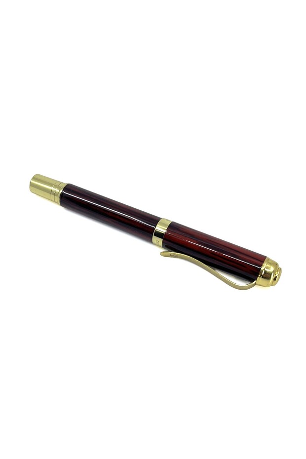 Luxury Wood Look Metal Ballpoint Pen with Gold Detail and Gift Box