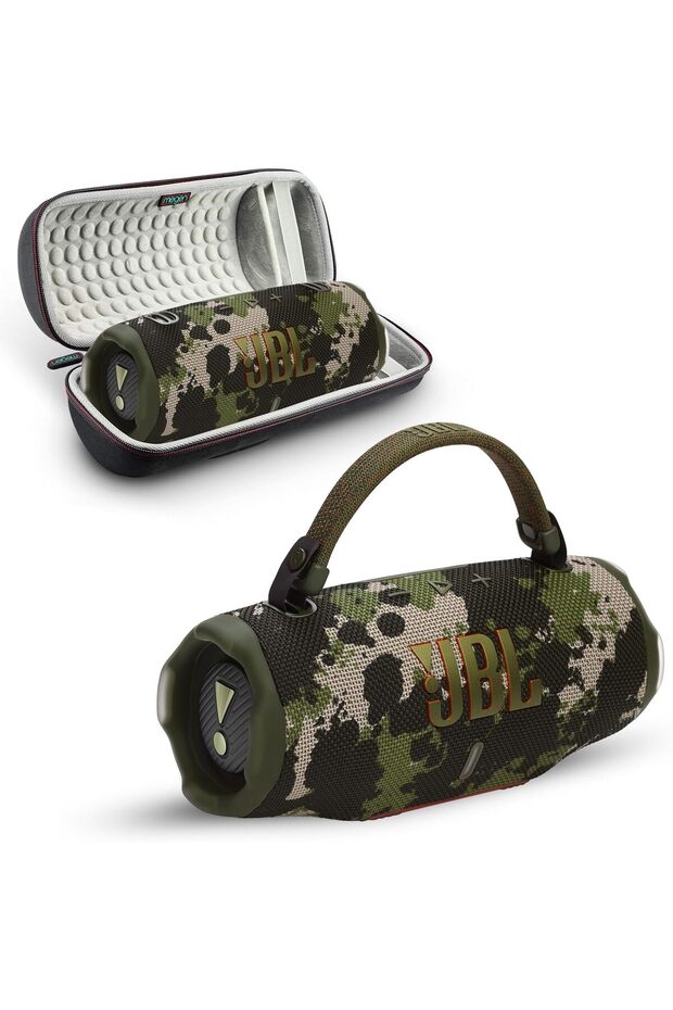 Charge 6 Portable Bluetooth Speaker | IP68 Waterproof, DustProof, and DropProof, Outdoor Wireless Audio | 28Hrs Playtime Megen Hardshell Protection Case (Camo)