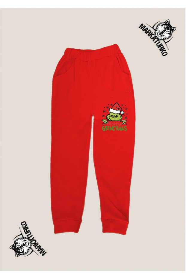 Christmas Printed Unisex Special Design Cotton Red Children's Tracksuit