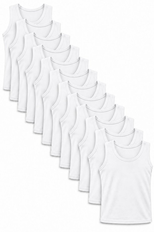 Men's 12-Pack White Undershirts, 100% Cotton Single Jersey Fabric Men's Undershirts with Straps